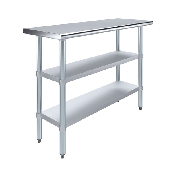 Amgood 18 in. x 48 in. Stainless Steel Table With Two Undershelves AMG WT-1848-2SH - main